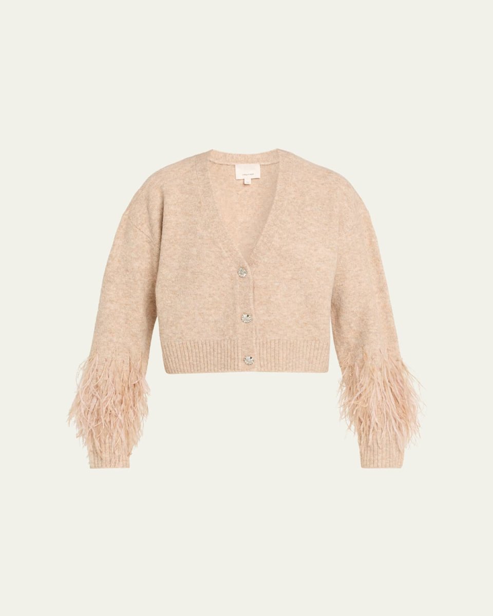 Bria Cropped Feather Cardigan